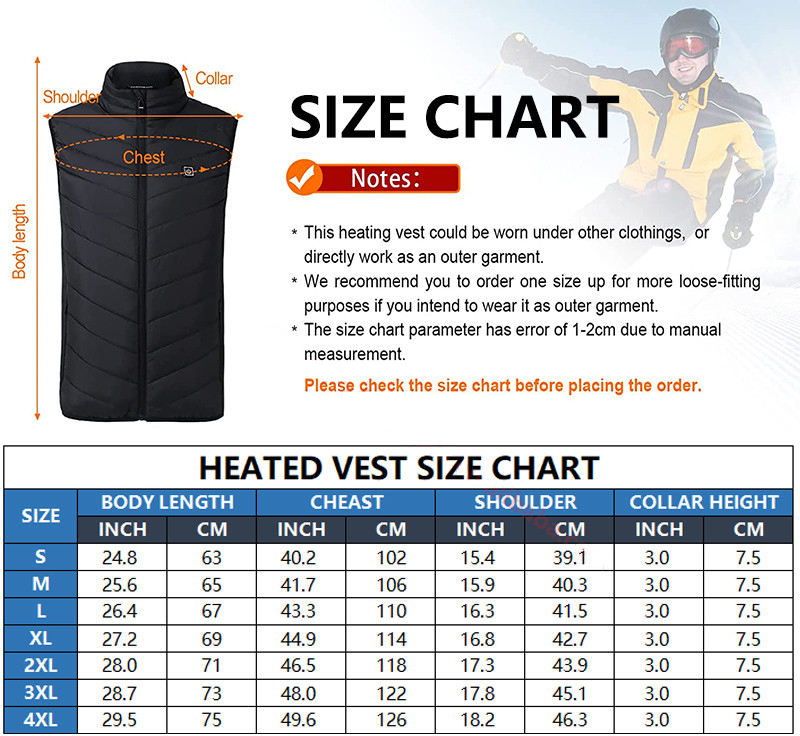 OEM Manufacturer Winter Unisex Men Usb Rechargeable Electric Heater Jacket 2 4 9 Zone Heating Warming Thermal Heated Vest