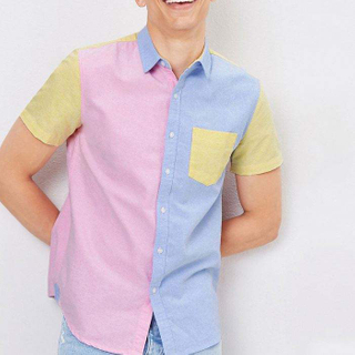 OEM-tillverkare Senaste skjortadesigner Herrkläder Klassisk passform Button Up Colorblock bomullskjortor för män
