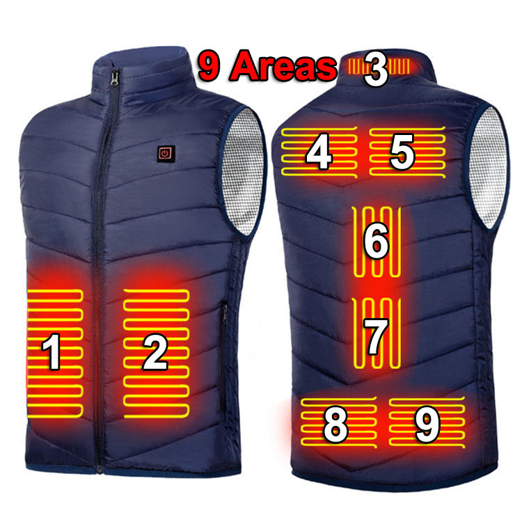 OEM Manufacturer Winter Unisex Men Usb Rechargeable Electric Heater Jacket 2 4 9 Zone Heating Warming Thermal Heated Vest