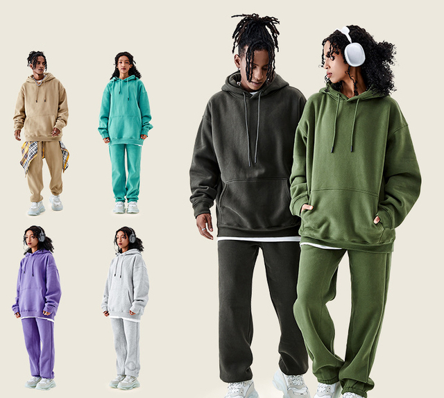 350G ໂລໂກ້ທີ່ກໍາຫນົດເອງ Unisex Feedweight Hoodies ສີແຂງ