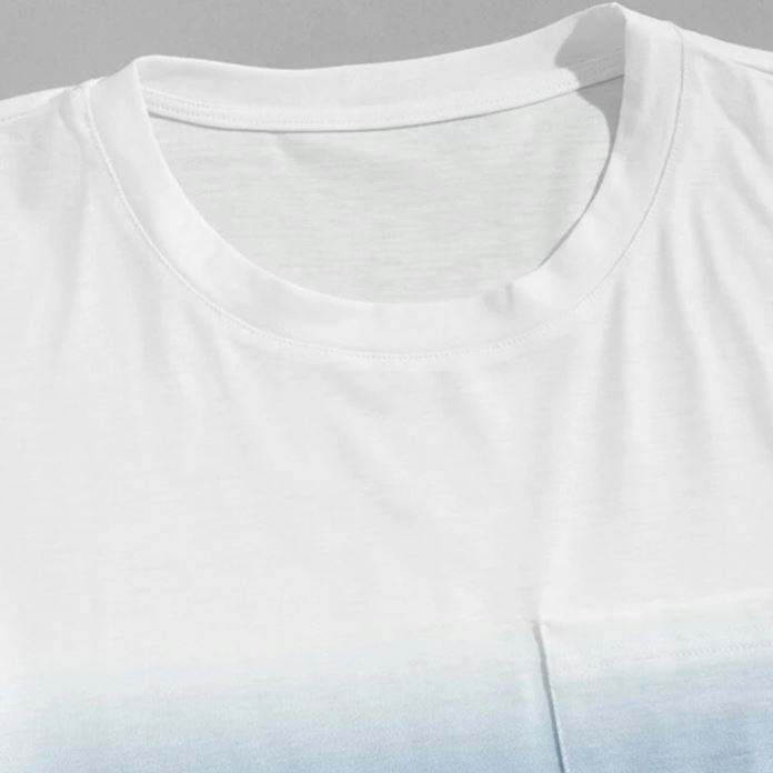 Oem Custom Logo Blank Soft Cotton Tshirt Short Sleeve Men Pocket Detail Ombre Basic Tshirt