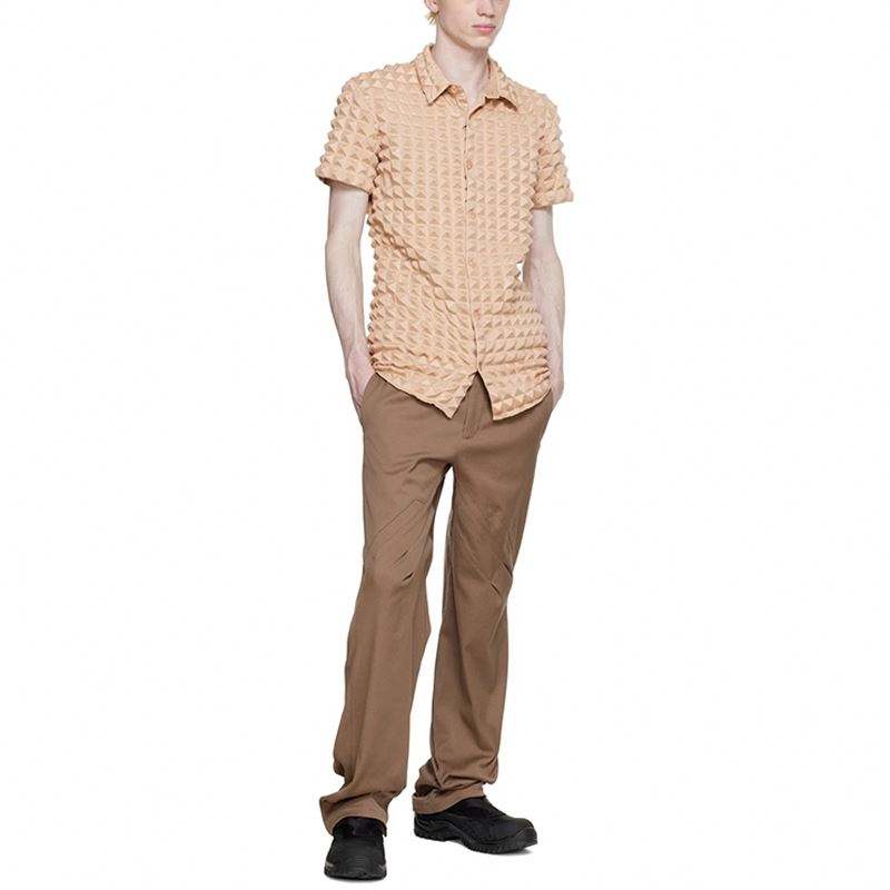 OEM Manufacturer Custom Summer Style Men Square Collar High Quality Polyester Fashion Short Sleeve Shirt For Men
