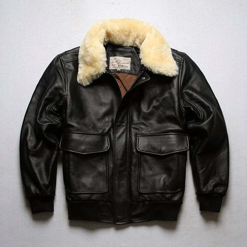 Oem Manufacturer Leather Wool Collar Flight Suit Sheep Retro Top Layer Cowhide And Cotton Short Plus Size Jacket