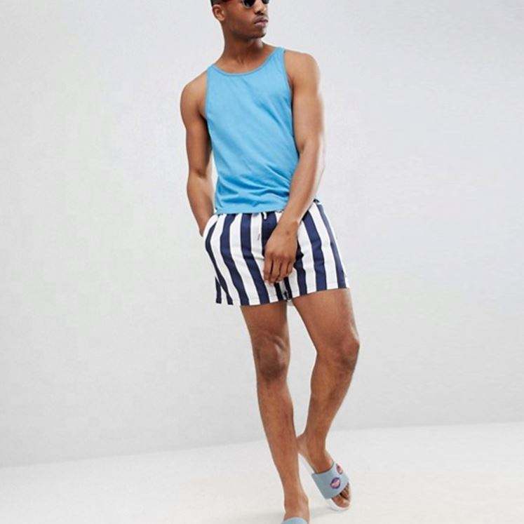 Your Owm Brand Shorts Drawstring Stripe Swim Shorts In Navy