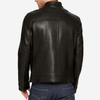 Oem Manufacturer Custom High Quality Bomber Long Sleeve Stand Collar Warmth Zipper Black Leather Jacket