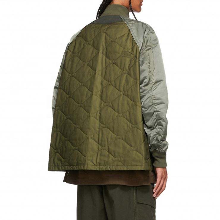Oem Manufacturer Fashion Bombers Mens Raglan Sleeve Nylon Quilted Custom Jacket