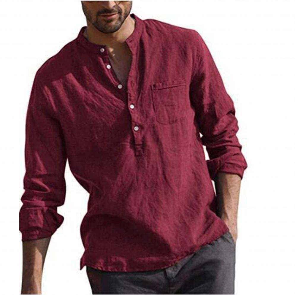 OEM Manufacturer Custom Print Button Down Collar Men's Solid White Blank Embroidered Hemp Blouses Dress Shirts