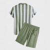 OEM Manufacturer Customized Thin Men Clothing Set Striped Shorts Sleeves And Shorts Casual Men Short Set