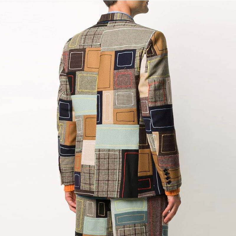 OEM Manufacturer Custom Fashion Long Sleeve Single-Breasted Patchwork Graphic Design Patch Embroidered Blazer Jacket