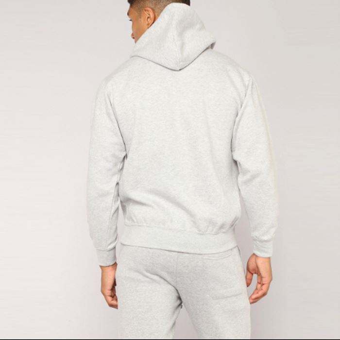 High Quality Custom Logo Design Slim Fit Long Sleeve Kangaroo Pocket Grey Tracksuit For Men