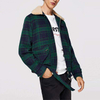 New Product Men Pocket Front Waist Belted Green Plaid Winter Coat