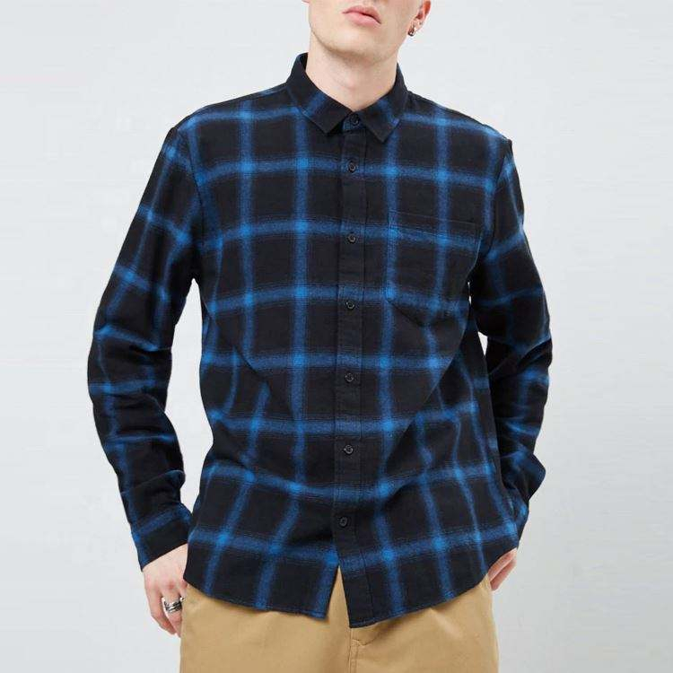 Fabricante de OEM Men moda moda casual e azul de manga comprida botão para baixo cami
