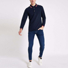 Mens Shirts Navy Tipped Long Sleeve Polo Shirt