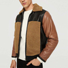 Chaquetas Hombre Men Zip Up Shearling Fur PU Coat Winter Wear Leather Jackets