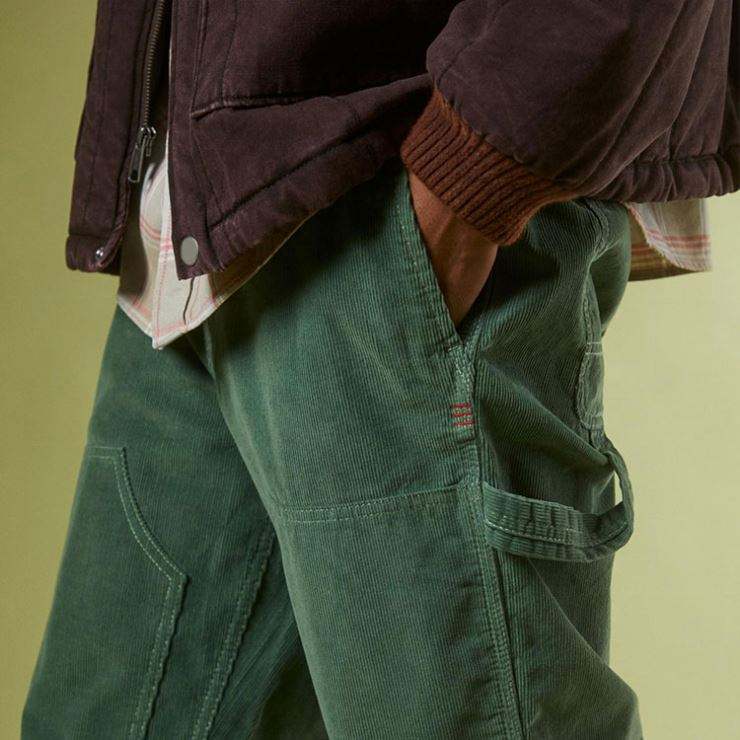 OEM Manufacturer Custom Men Corduroy Work Cargo Pants With Double Knee Patchwork Pants