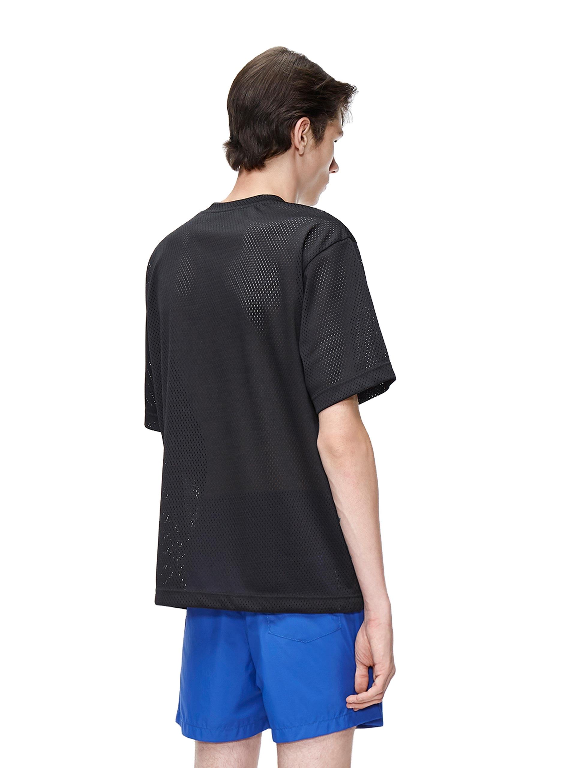 Maglietta da uomo in rete traspirante nera all'ingrosso con tasche
