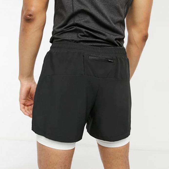 Hot Selling Activewear Color Block Athletic Cycling Shorts Elastic Waist Men 2-In-1 Running Shorts