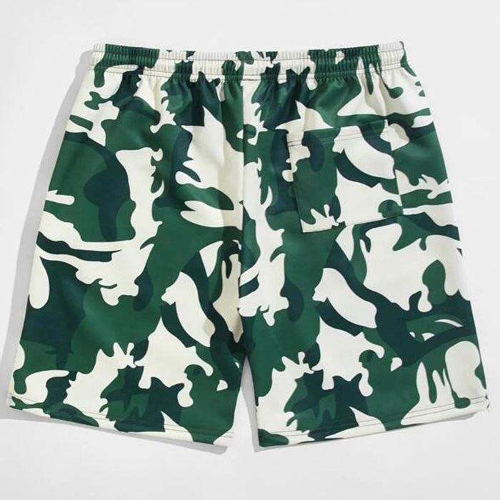 Custom Allover Camo Printed Track Shorts Mens Drawstring Waist Summer Shorts
