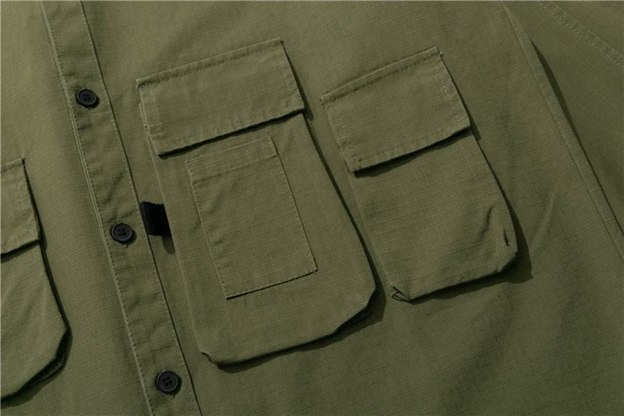 OEM Manufacturer Custom Men's Shirt Multi-Pocket Shirt Urban Outdoor Cargo Shirt
