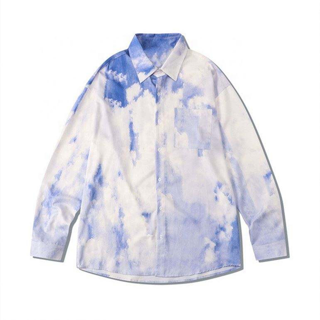 OEM Manufacturer Men's Leisure Ink Digital Printed Polyester Loose And Comfortable Long Sleeve Shirt