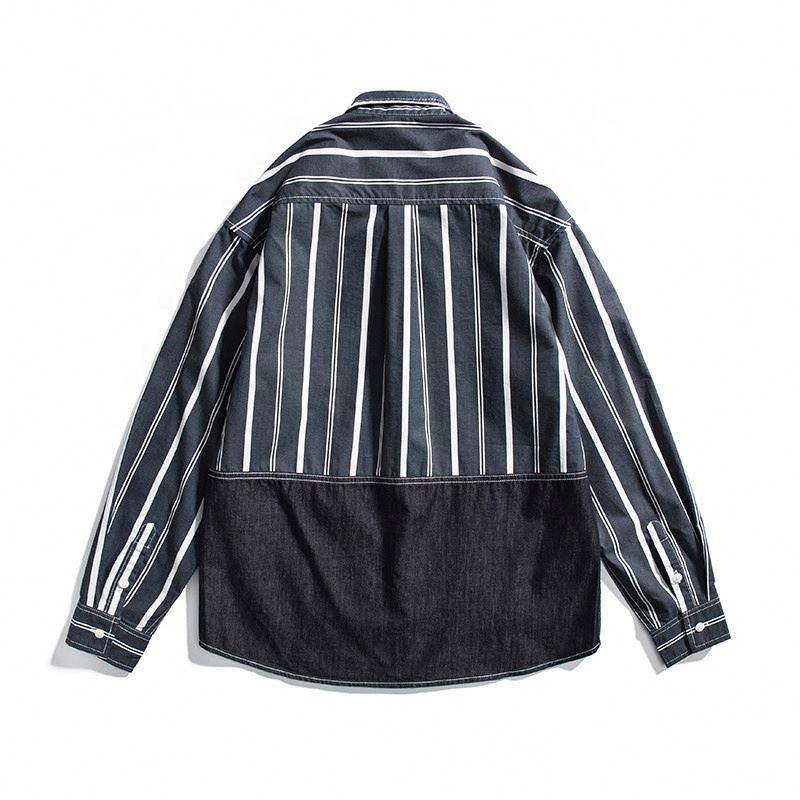 OEM Manufacturer Custom Service Men's Shirt Contrast Color Stitching Three-Dimensional Pocket Loose Shirts For Men