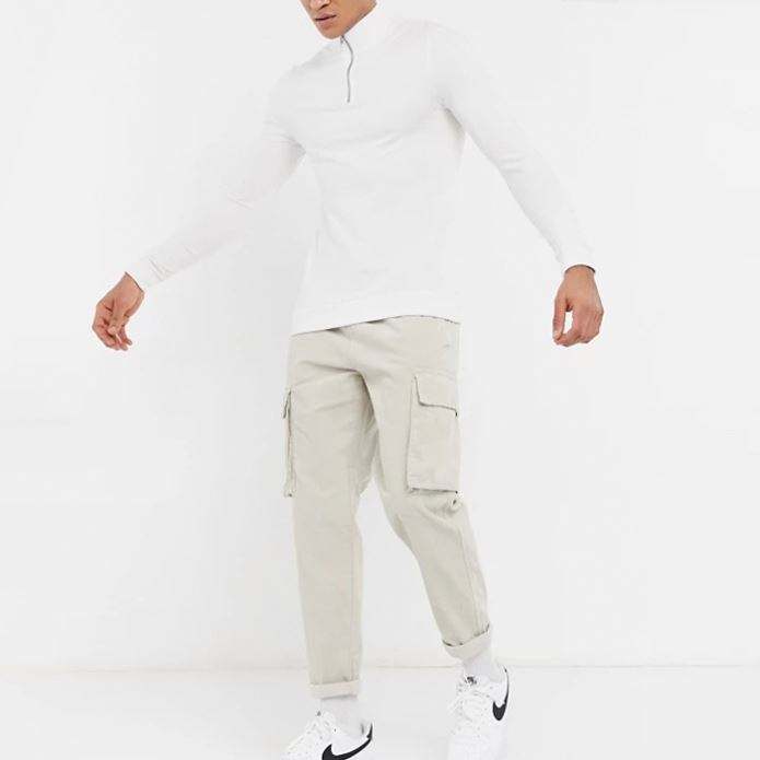 Pantalones cargo para hombre de la pana de los hombres del llano elástico de la cintura del nuevo diseñador de encargo del OEM