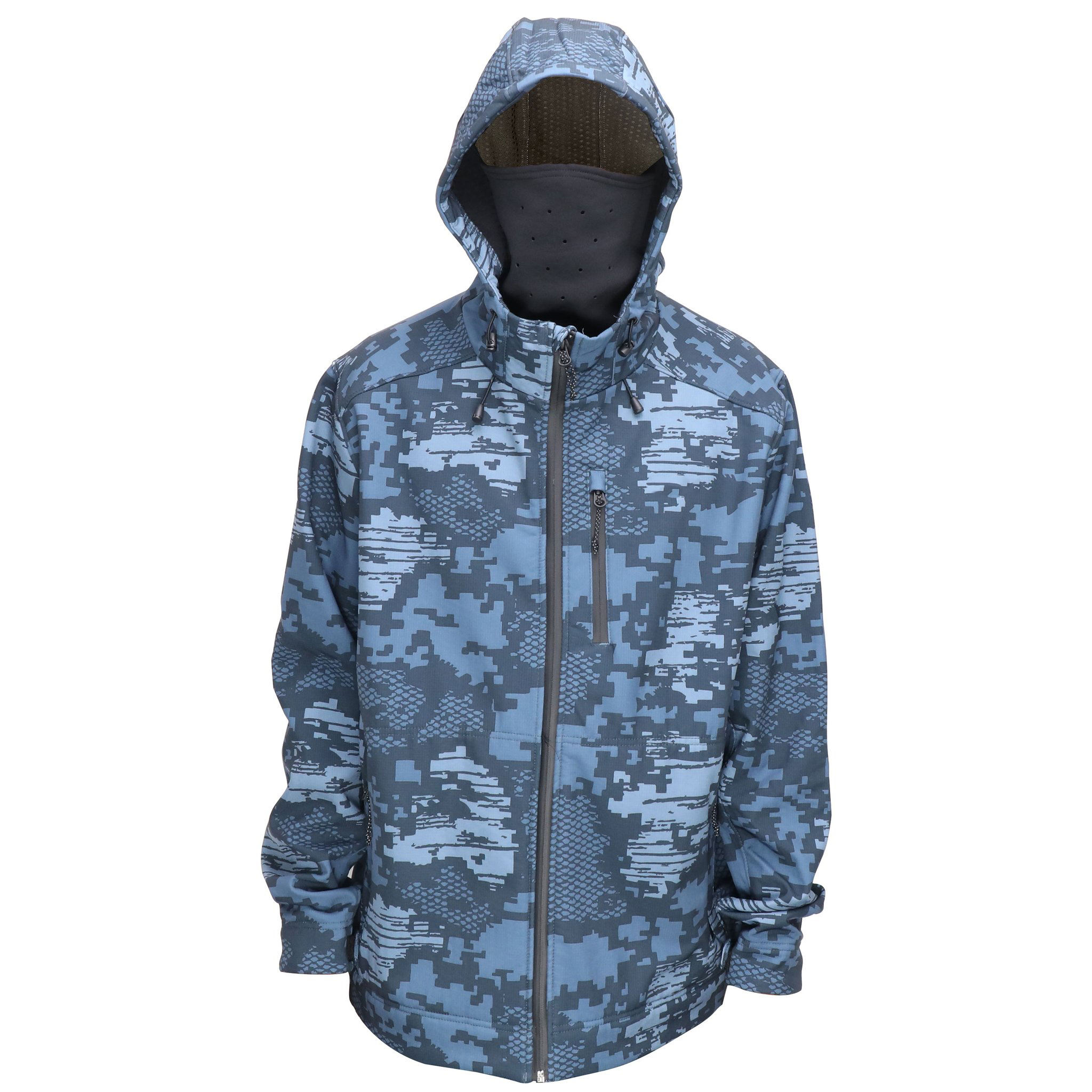 OEM-производитель с логотипом для лица, эластичная софтшелл, камуфляжная мужская куртка на молнии на молнии