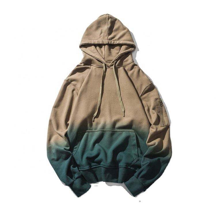 Pengilang OEM Logo Kustom 100% Kapas Reka Bentuk Terkini Perancis Terry Dip Dye Hoodie untuk Lelaki