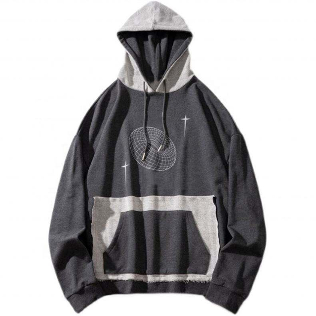 OEM Manufacturer Customized Color Block Patchwork Distress Casual Custom Sweatshirt Plus Size Hoodies Men Hoodies