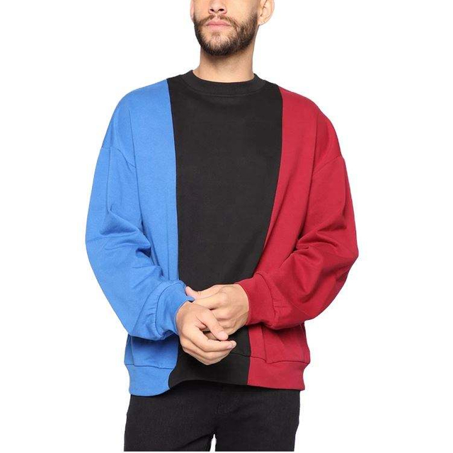OEM -tillverkare anpassad söt streetwear crewneck överdimensionerad skarvningsfärgblock tröjor