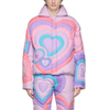 Oem Manufacturer Custom Winter Long Sleeve Puffer Concealed Zip Heart Pattern Design Purple Down Jacket
