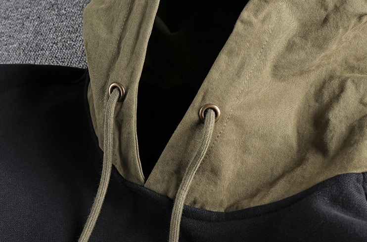 OEM Manufacturer Customized Color Block Pocket Casual Custom Sweatshirt Oversized Hoodie Men Hoodies