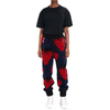 OEM Manufacturer Custom Men Casual Pants Elastic Waist Drawstring Ribbed Cuffs Black Strawberry Print Fleece Sweatpants