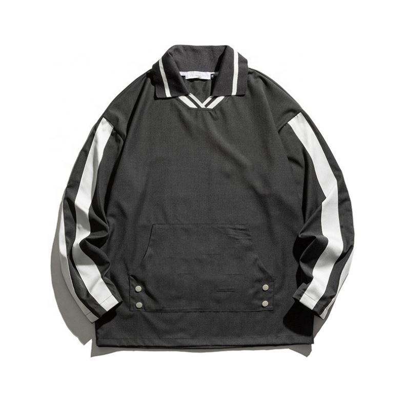 Nhà sản xuất OEM Bán chạy tùy chỉnh Casual Loose Phổ biến Kangaroo Pocket Ve áo Áo thun Áo sơ mi cho nam giới