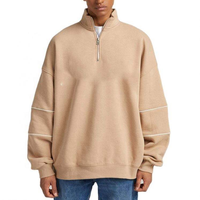 OEM Manufacturer Custom New Fashion Thickness Loose Fit Printed Logo Half Zipper Neck Sweatshirt Hoodies Pullover For Men
