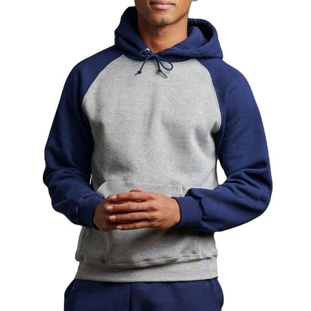 Pengilang OEM Custom Mens Sports Color Block Fitness Gym Raglan Sleeves Hoodies Pullover