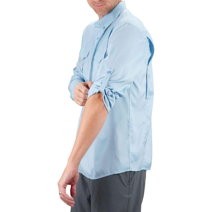 Fabricante OEM Poliéster Elastano SPF UPF50 Protección solar UV Camisa de pesca de manga larga con logotipo personalizado para hombres de secado rápido