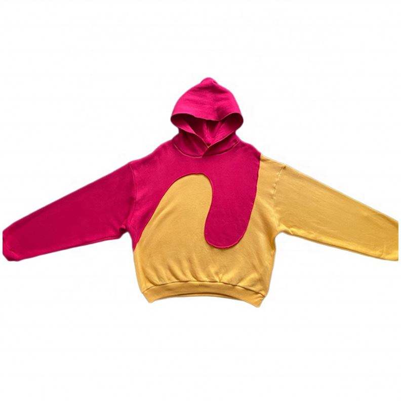 OEM Manufacturer Wholesale 2 Color Hoodie Sweatshirt Split Color Block Patchwork Streetwear Unisex Men Hoodie