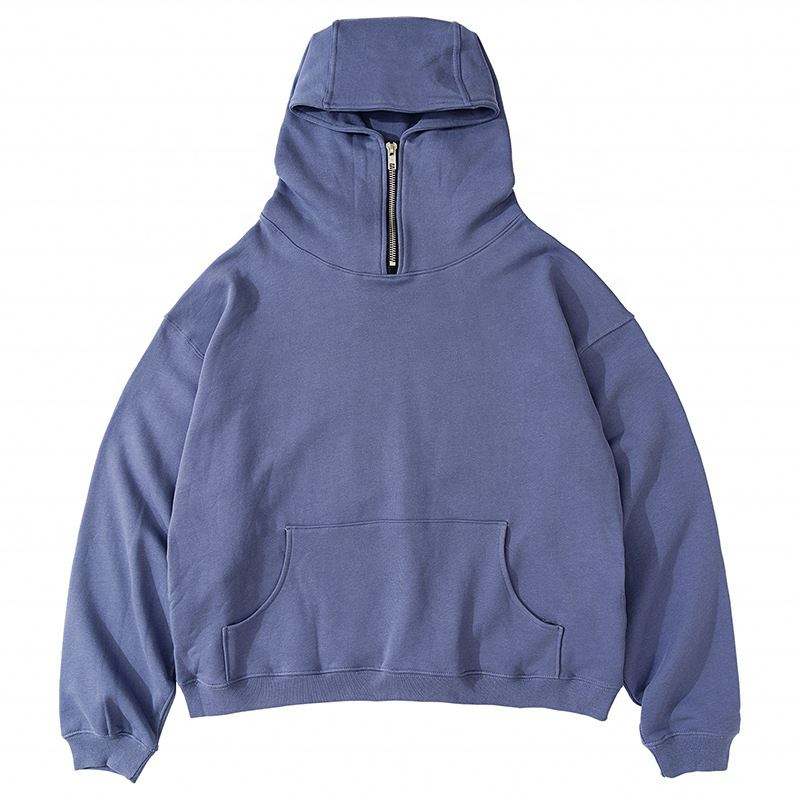 OEM Manufacturer Pullover Men's Coats Hoodies & Sweatshirts Unisex Custom Half Zipper Heavy Satin Stain Lined Plain Embroidery