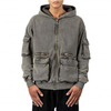 OEM Manufacturer Mens Hooded Sweatshirt 3D Pocket Heavyweight Cotton Washed Zipper Hoodie Wholesale