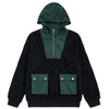 OEM Manufacturer Custom Men's Clothing Fleece Cotton Half Zipper Patchwork Hoodies Pullover Sweatshirt With Big Cargo Pockets