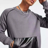 OEM Manufacturer Custom New Fashion Men Contrast Pu Leather Pocket Oversized Fleece Cotton Sweatshirts Pullover