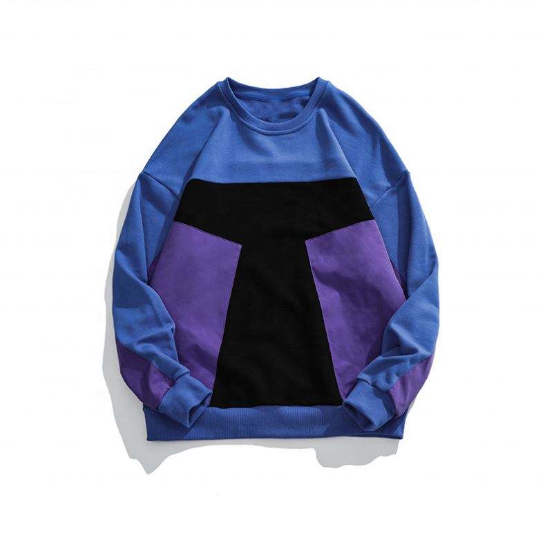 OEM Manufacturer Custom Color Block O Neck Pullover Long Sleeves Plus Size Hoodies Casual