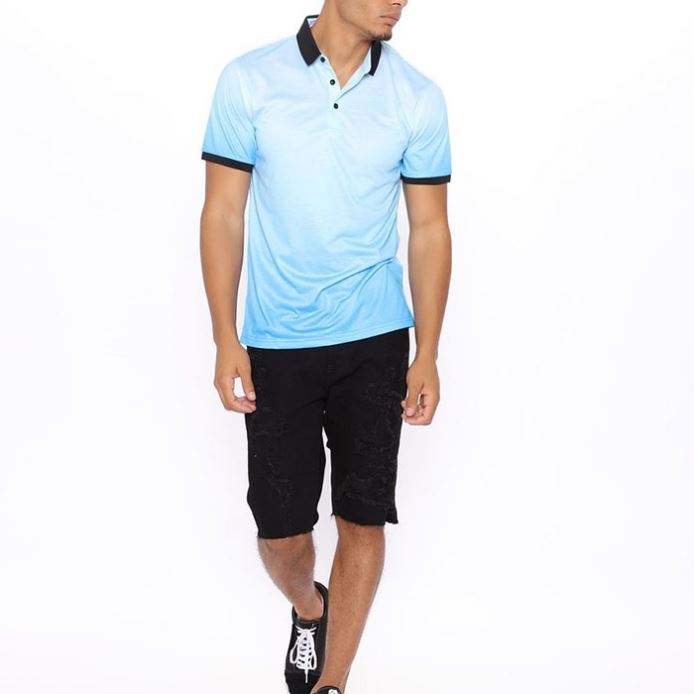 Polo à manches courtes avec logo personnalisé, coupe cintrée, design ombré pour hommes