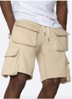 Pánske letné krátke nohavice Street Wear 3D Pocket Fleece Cargo šortky