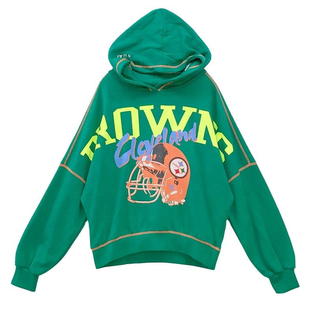 OEM Service Custom Printed Logo Contrast Stitch Hoodie 100 Cotton