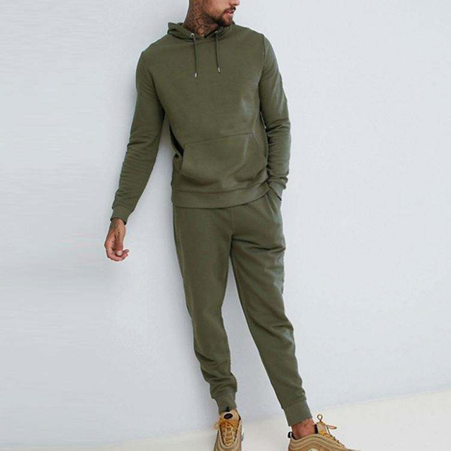 Producent kombinezonu do joggingu Mężczyzny Zwykle zwężające się Bluza z kapturem w Khaki