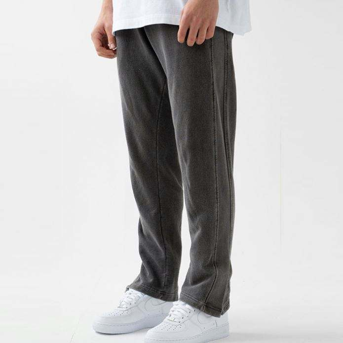 Manufacturer Custom Vintage Washed Black Mens Cotton Thick Sweatpants