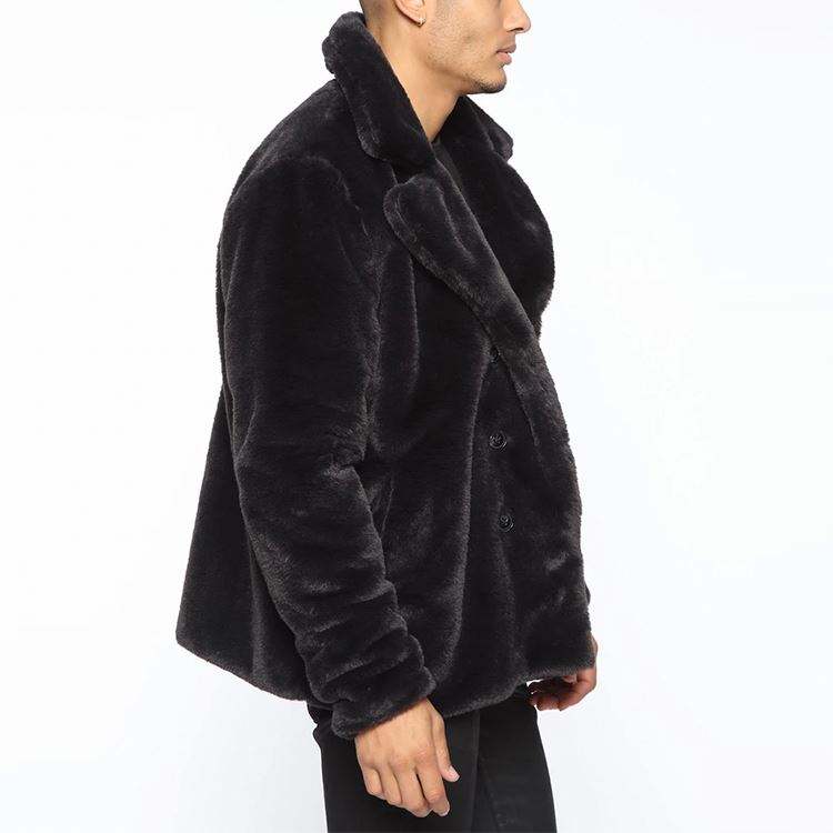 Plain Faux Fur Bomber Jacket Custom V-Neck Oversized Long Sleeves Buttons Winter Wear Jacket Bomber