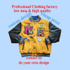 Custom Streetwear Jacket 3D Embroidered Patched Winter Warm Baseball Jacket Men Contrast PU Sleeve Bomber Jacket